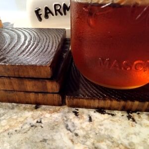 Set of handcrafted wood coasters